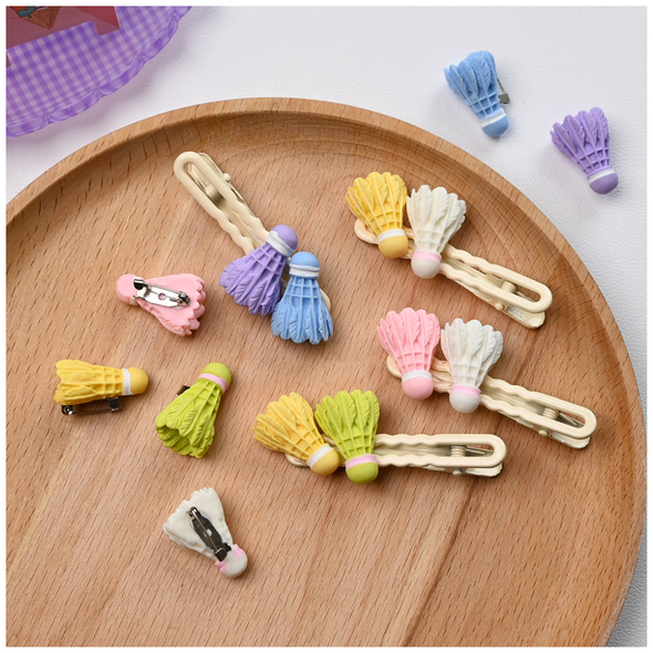 Pastel Colors Mini Badminton Hairpin or Brooch