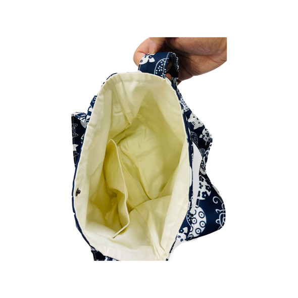 Handmade waterproof small handbag （Black Flower 273）