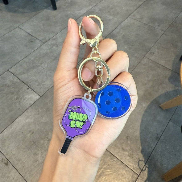 Acrylic Pickleball Paddle and Ball Keychain CKEY0037