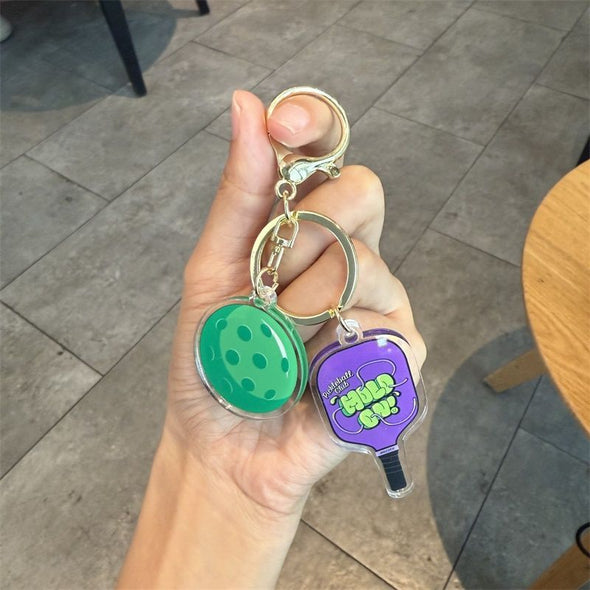 Acrylic Pickleball Paddle and Ball Keychain CKEY0037