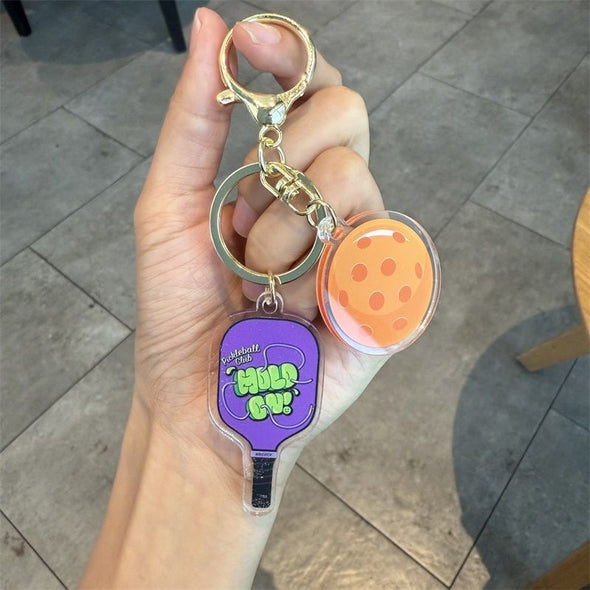 Acrylic Pickleball Paddle and Ball Keychain CKEY0037