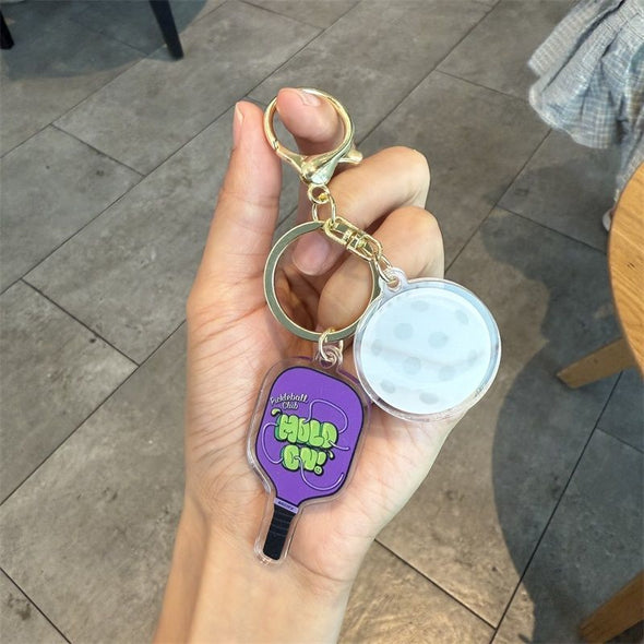 Acrylic Pickleball Paddle and Ball Keychain CKEY0037