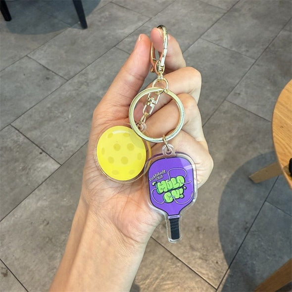 Acrylic Pickleball Paddle and Ball Keychain CKEY0037