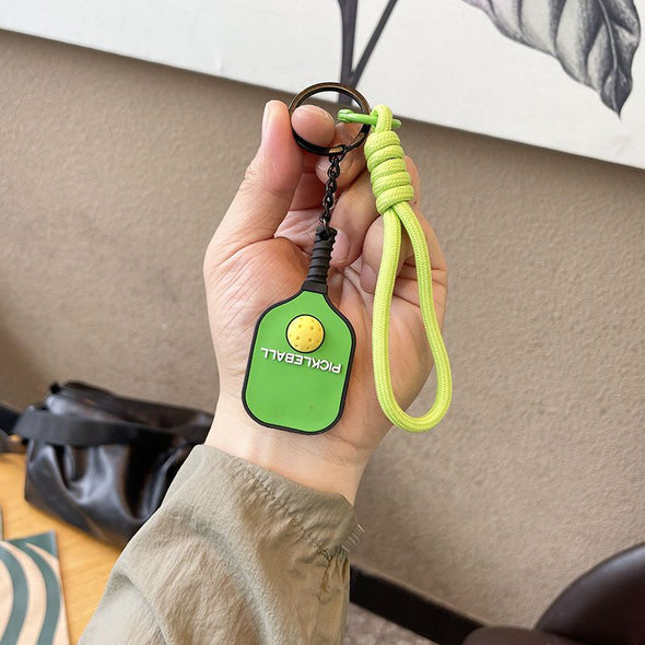 Leather-Textured Silicone Pickleball Paddle Keychain CKEY0039