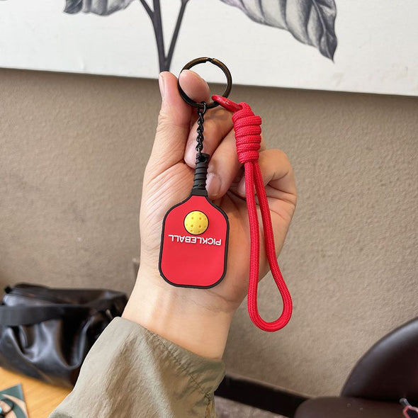 Leather-Textured Silicone Pickleball Paddle Keychain CKEY0039
