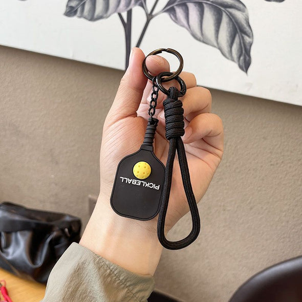Leather-Textured Silicone Pickleball Paddle Keychain CKEY0039