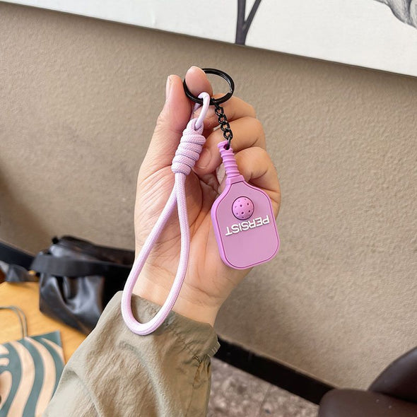 Leather-Textured Silicone Pickleball Paddle Keychain CKEY0039