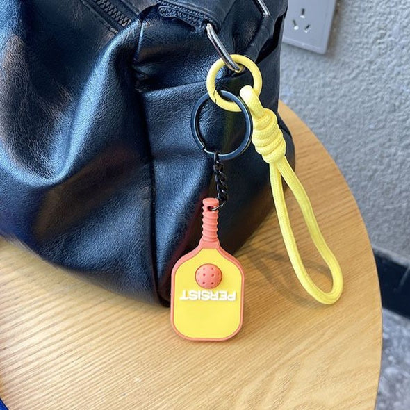 Leather-Textured Silicone Pickleball Paddle Keychain CKEY0039