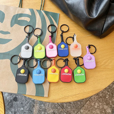 Leather-Textured Silicone Pickleball Paddle Keychain CKEY0039