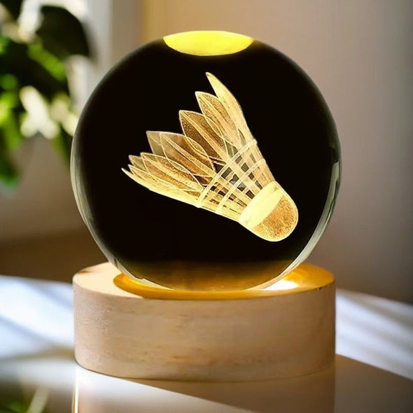 3D Engraved Badminton Crystal Ball COTHER005