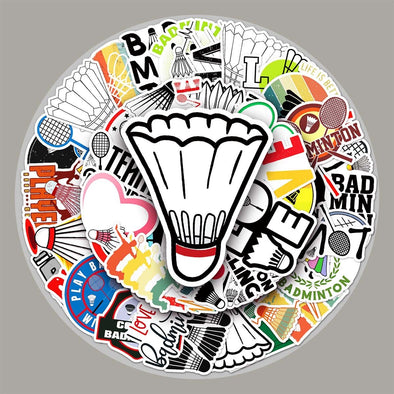 Creative badminton PVC waterproof stickers (10 Random stickers)