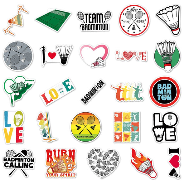 Creative badminton PVC waterproof stickers (10 Random stickers)