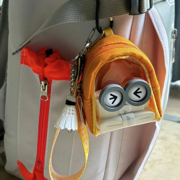 Cute Face Badminton Mini Keychain Pouch