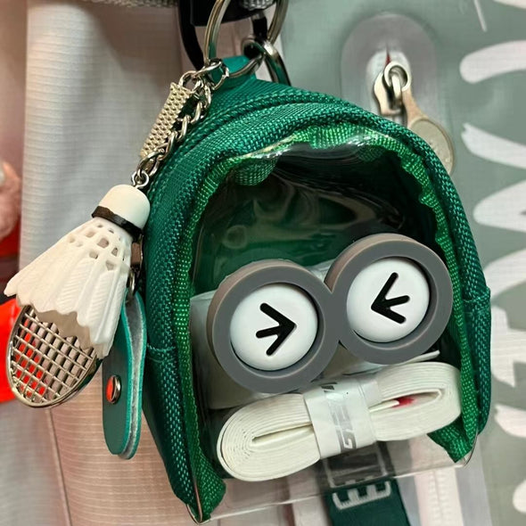 Cute Face Badminton Mini Keychain Pouch