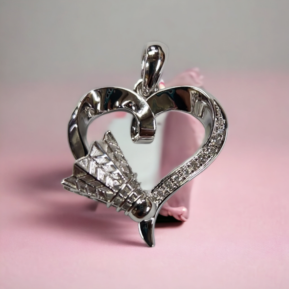 Badminton Platinum Diamond Pendant (Heart Shaped) 9329