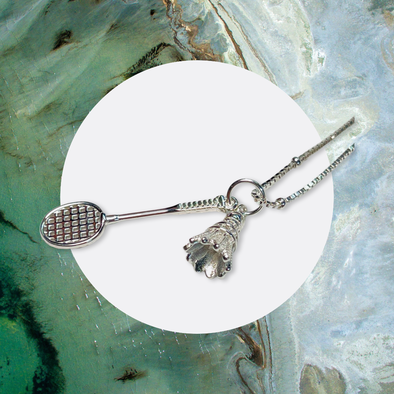 Badminton Necklace Pendant Pendant 925 Sterling Silver（badminton & badminton racket ) 9251