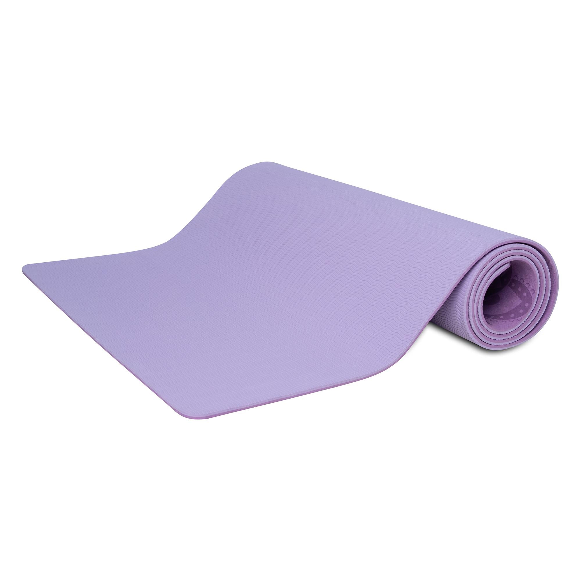 Lotus Yoga Mat - Lavender with Silver Print - 6mm - Love