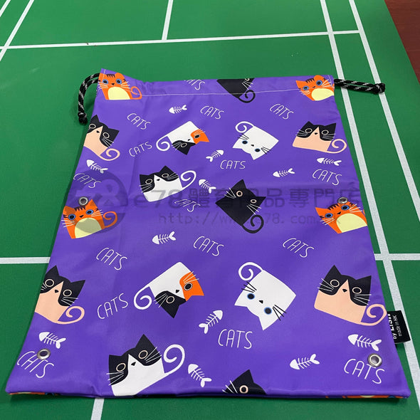 Lis..Handmade Water Resistant shoes bag (purple cat 129)