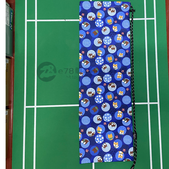 Handmade Water Resistant Racket Case (Colorful blue round Shiba lun head 191）