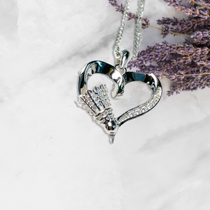 Badminton Necklace Pendant Pendant 925 Sterling Silver（Heart Shaped ) 9253